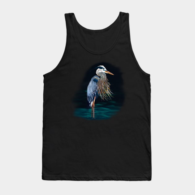 Great Blue Heron + cattails Tank Top by mkeeley